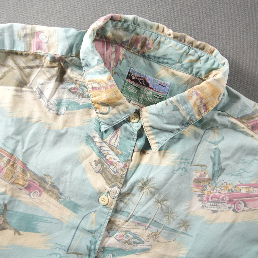 Vintage Reyn Spooner Cotton Classic Car Retro Womens Shirt S Aloha Hawaiian
